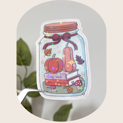 Bookish Autumn Jar Sticker