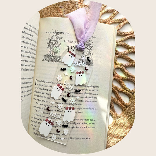 Boo Ghost & Floral Bookmark