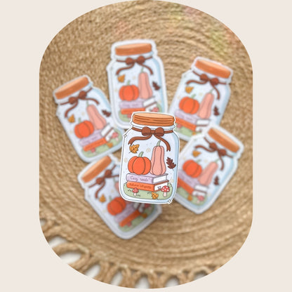 Bookish Autumn Jar Sticker
