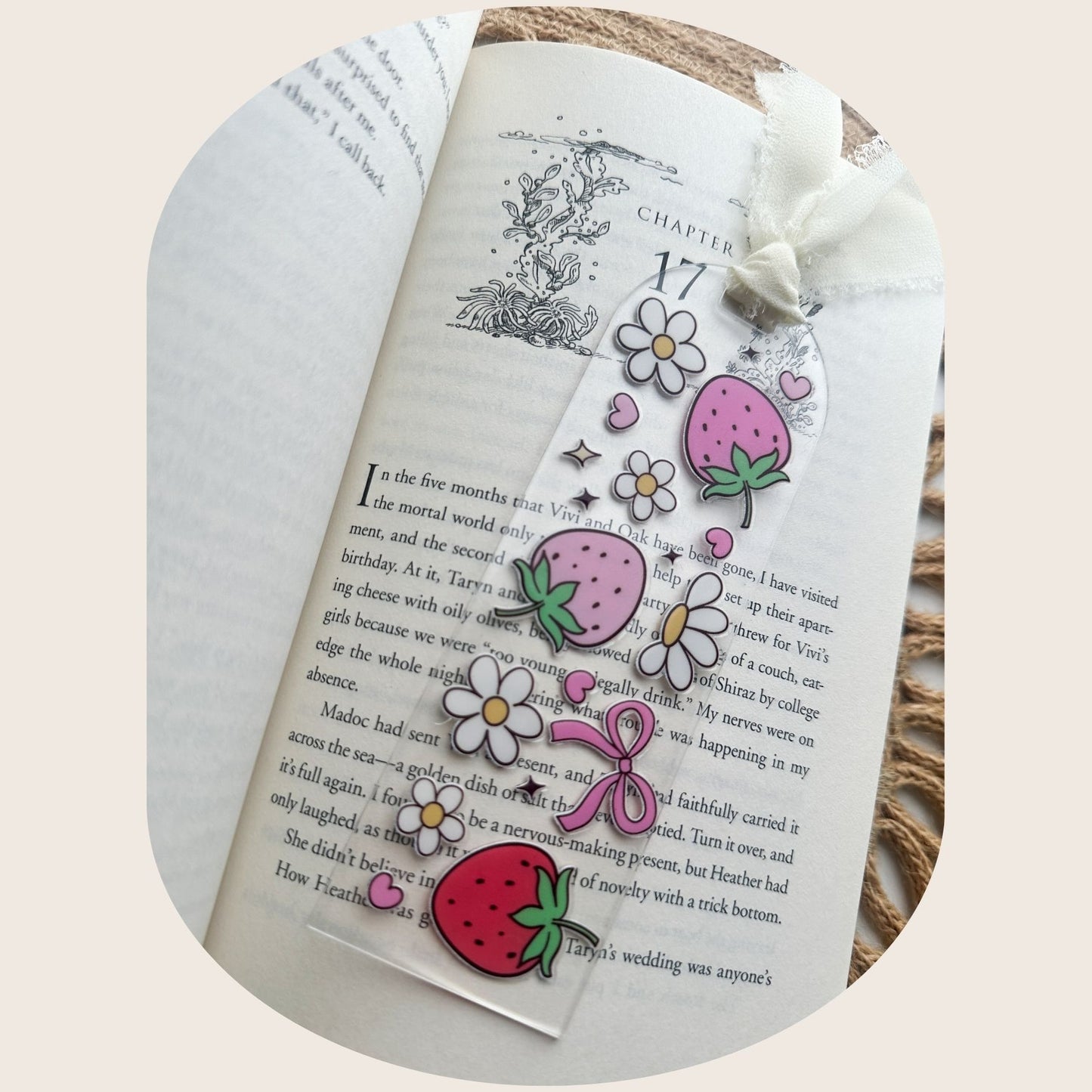 Strawberries Daisies Bookmark