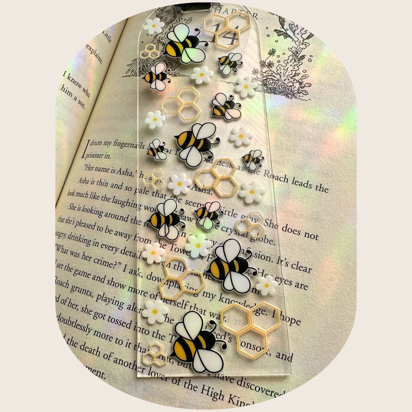 Marcapáginas de abejas y margaritas